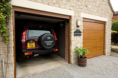 Novoferm sectional garage door in golden oak